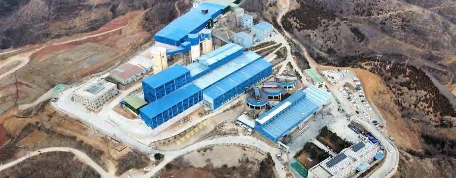 Aerial view of a mine and processing plant site
