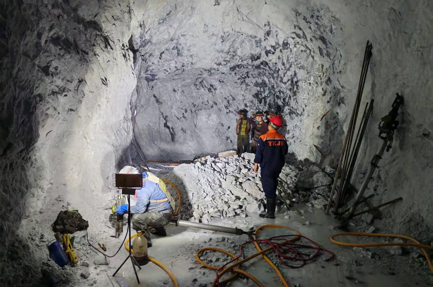 Underground drilling at a mine operated by Xinhai